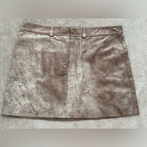 Elegant Brown Leather Mini Skirt